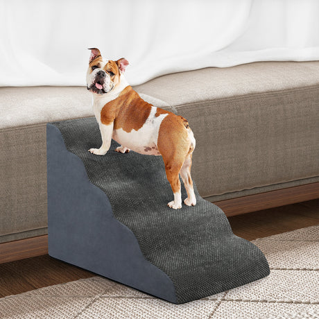 Pawz 5 Steps Pet Stairs Dog Ramp High Density Foam Grey-2006732707526217735