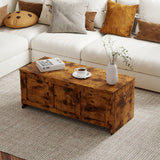 Levede Storage Bench Rustic Wooden Storage Cabinet - Close-Up Angle