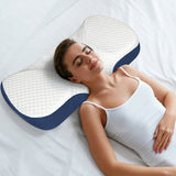 Dreamz Memory Foam Pillow Pillowcase Supprt Blue Rebound - Close-Up Angle