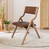 Levede 2x Dining Chairs Foldable PU Brown - Close-Up Angle