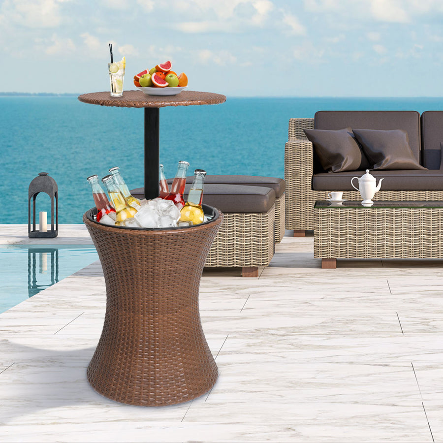 Levede Cooler Ice Bucket Table Bar Outdoor Brown-2018816888301293575