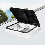 Manan Caravan Roof Vent 12V Fan RV Black - Close-Up Angle