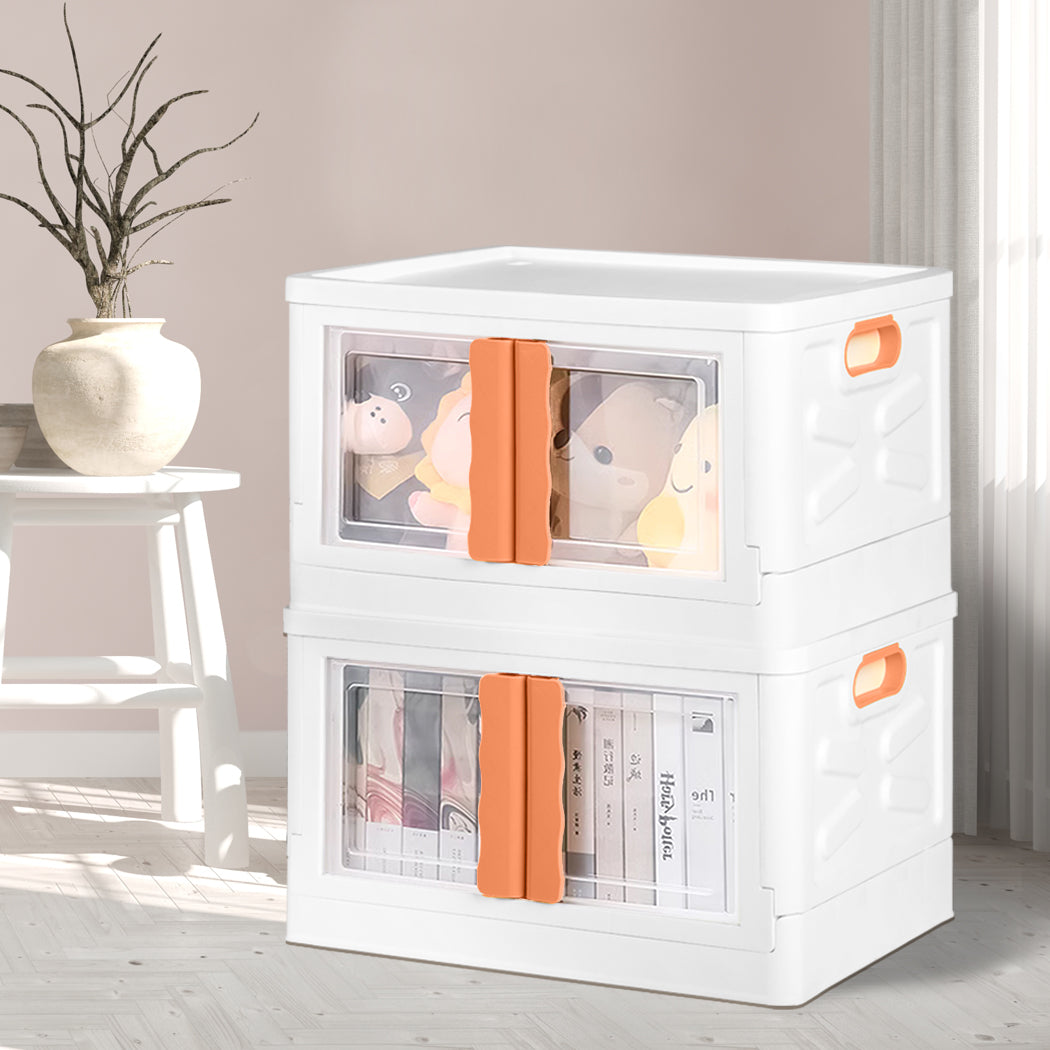 Storage Container Stackable Plastic Pink-1954802601056931847