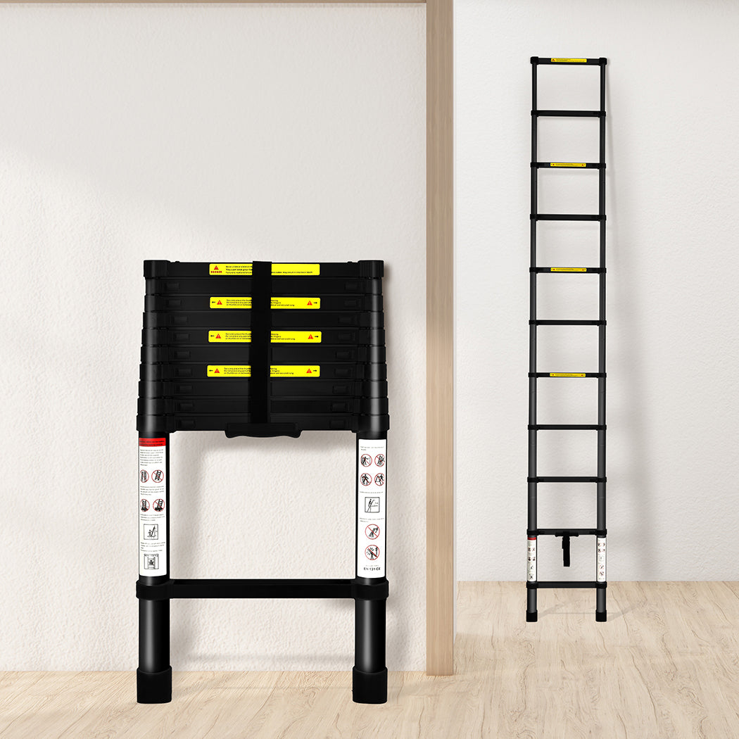 Traderight Multipurpose Aluminium Ladder Telescopic 3.2M Black-2006733179435749383