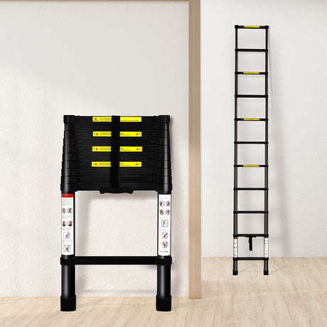 Traderight Multipurpose Aluminium Ladder Telescopic 3.2M Black-2006733179435749383