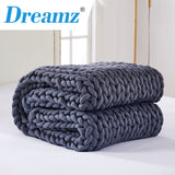 Dreamz Knitted Weighted Blanket Chunky Dark Grey Queen 9KG - Close-Up Angle