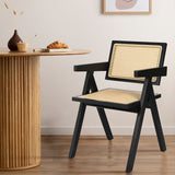 Levede 1x Black Wicker Armchair Dining Chair - Rear View
