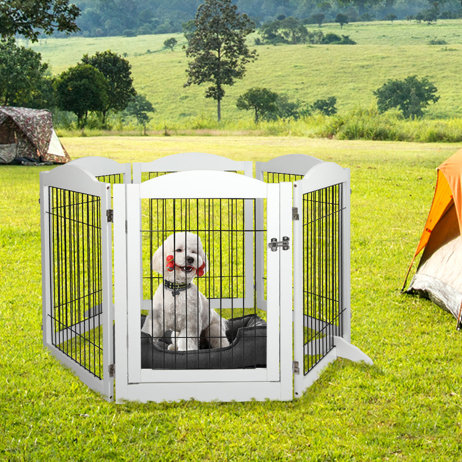 PaWz 6 Panels Pet Dog Playpen Puppy White-2006732992130715655