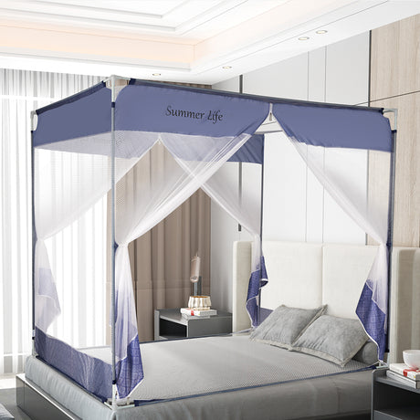 Dreamz Mosquito Bed Nets Foldable Canopy Square Blue-1954802841113726983