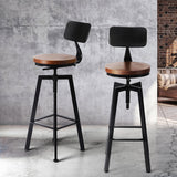 Levede 4x Bar Stool Kitchen Wooden Metal - Close-Up Angle