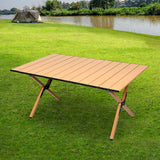 Levede Folding Camping Table Portable Oak - Close-Up Angle