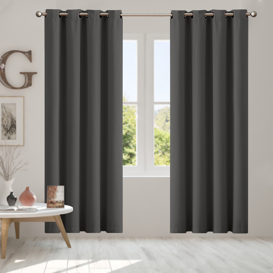 2x Blockout Curtains Panels 3 Layers Charcoal-2018816655307706374