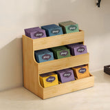 Toque Vertical Bamboo Tea Organizer Holds 180 Tea Bags - Close-Up Angle