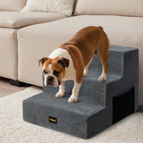 Pawz 3 Steps Pet Stairs Dog Ramp High Density Foam Grey - Close-Up Angle