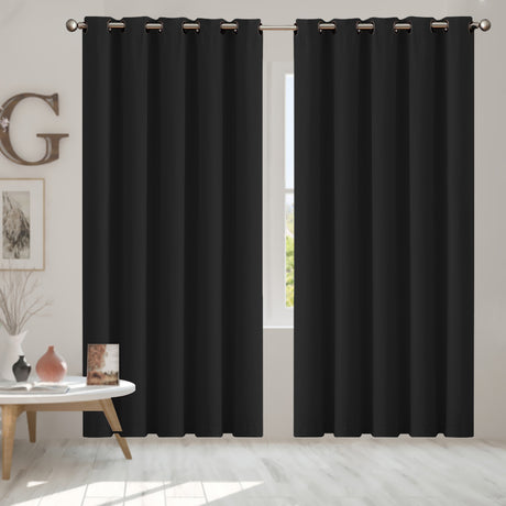 2x Blockout Curtains Panels 3 Layers Black-2006733252399861766