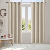 2x Blockout Curtains Panels 3 Layers Beige - Rear View