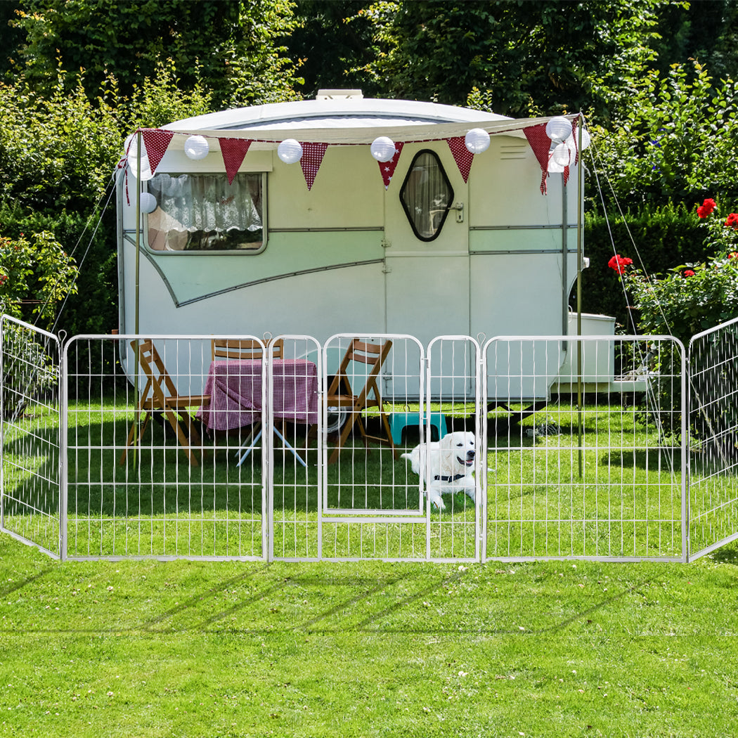 PaWz 8 Panel 48'' Pet Dog Playpen Puppy White 4kg chicken-2006733297018867719