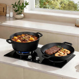 Toque 5.84L Double Dutch Oven 2 in 1 Cast Iron Pan - Close-Up Angle