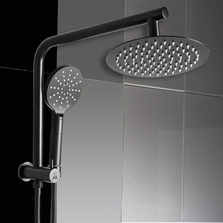 Shower Head High Pressure Set Rain Round Black-2006733239447851015