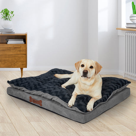 Dog Calming Bed Warm Soft Plush Comfy XL Grey X-Large-1954802527811801095