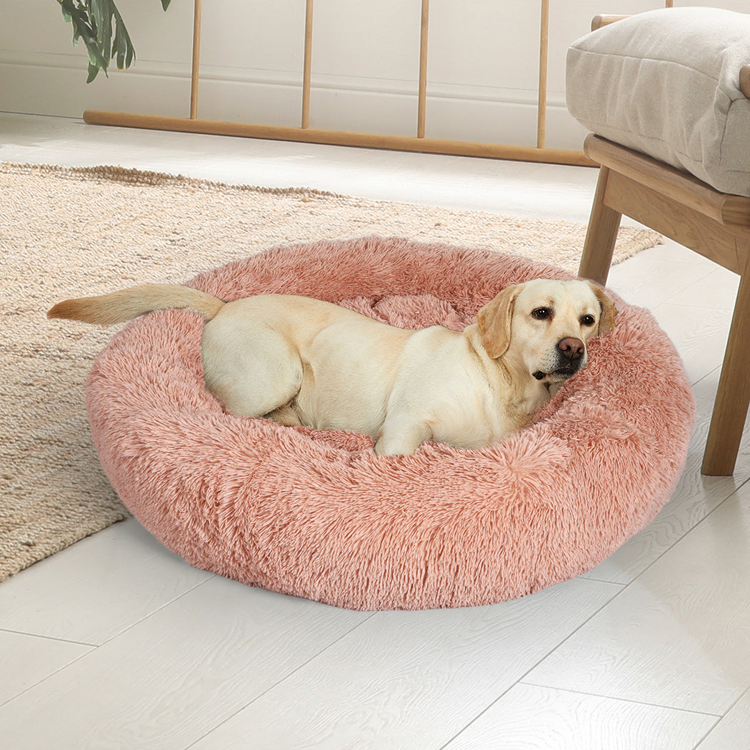 PaWz Pet Bed Cat Dog Donut Nest Calming L Pink Large-2018816656003960839