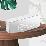Alarm Clock Digital Led Mirror Desk Silver-2018816653667733511