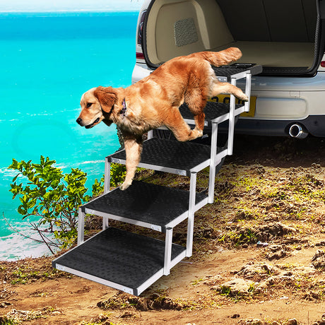 PaWz 5 Steps Dog Ramp Adjustable Height Black-2018816805979688967