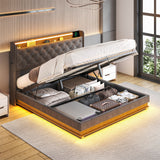 Levede Queen Bed Frame Gas Lift LED Light - Close-Up Angle