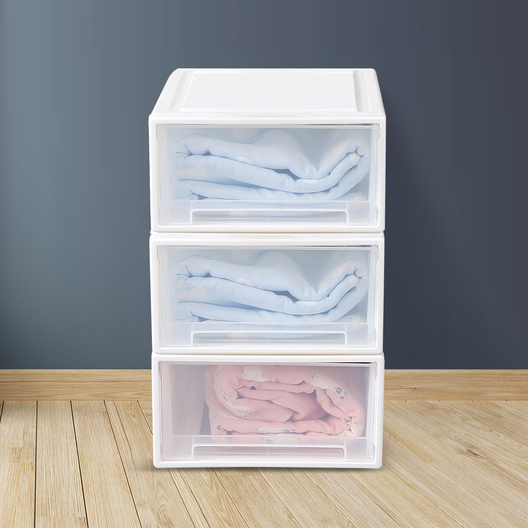 Plastic Storage Box Stackable Containers M 3PK Medium-1954802598393548806