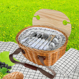 Picnic Basket Set Willow Baskets Outdoor - Close-Up Angle