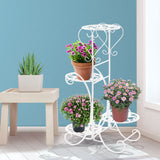 Levede Plant Stand Outdoor Indoor Metal White - Close-Up Angle