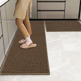 Marlow Kitchen Rug 2PCS Woven Non Slip Absorbent Brown - Close-Up Angle