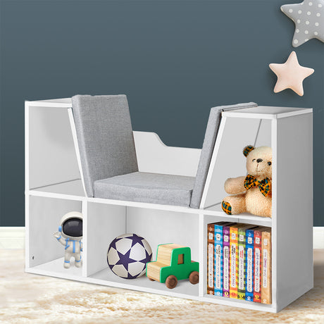 Levede Kids Bookcase Toys Box Shelf White-1954802614847803399