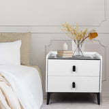 Levede Bedside Table LED Lights Drawers Storage - Rear View
