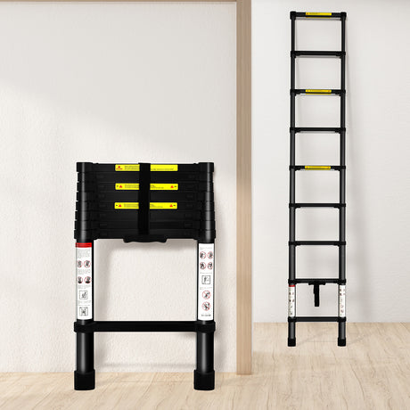 Traderight Multipurpose Aluminium Ladder Telescopic 2.6M Black 2.6 Meter-1954802733429166087