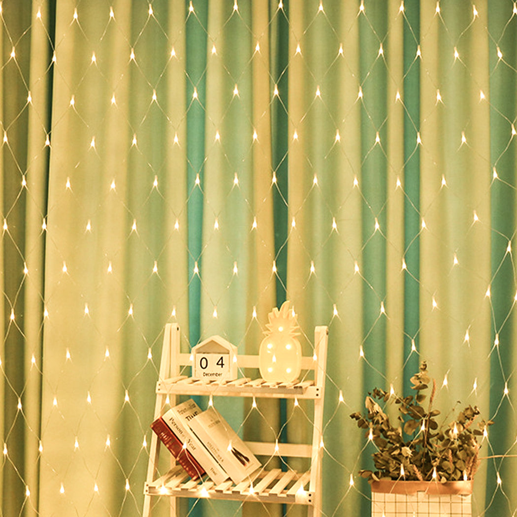 320LED Fairy Lights Net Mesh Curtain Cool white-2018816704326537223