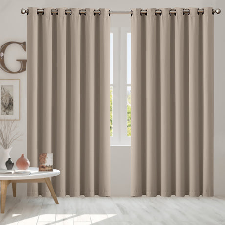 2x Blockout Curtains Panels 3 Layers Beige-2018816749750849542