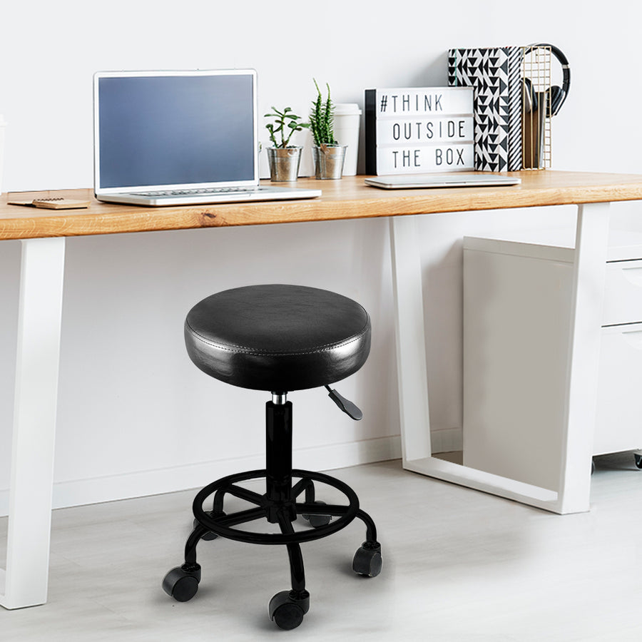 Levede Salon Stool Swivel Bar Stools Black with Black Stand-2018816731262357511