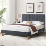 Levede Fabric Bed Frame Double Mattress Grey - Close-Up Angle