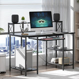 Levede Office Gaming Computer Desk Black - Close-Up Angle