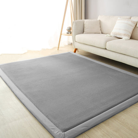 Marlow Coral Velvet Area Rugs Large Mat 120x200cm Grey-1954802461621489671