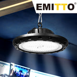 EMITTO Shed LED Lights UFO High Bay 100W - Close-Up Angle
