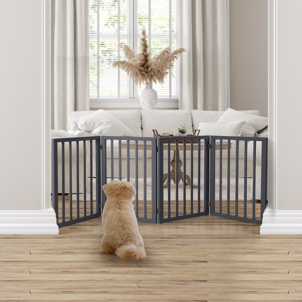 Wooden Pet Gate Dog Fence Retractable Grey 600x 3MM-1954802529044926471