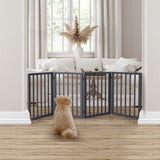 Wooden Pet Gate Dog Fence Retractable Grey 600x 3MM - Close-Up Angle