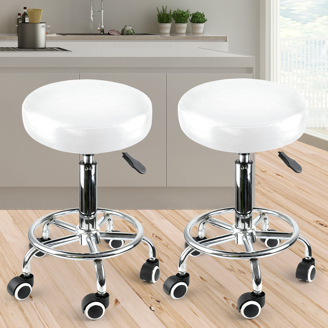 2x Levede Swivel Salon Barstool Hairdressing White-2018816797721104391