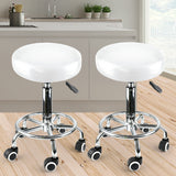 2x Levede Swivel Salon Barstool Hairdressing White - Close-Up Angle