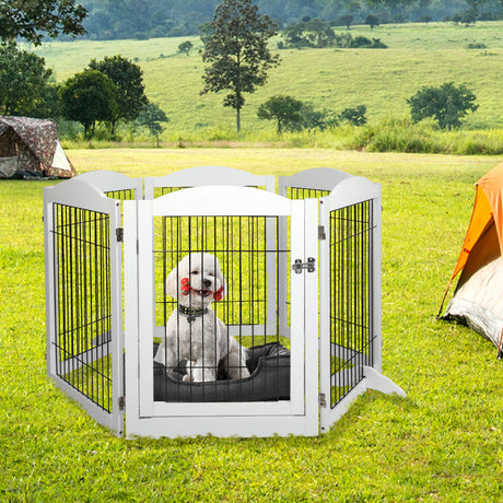 PaWz 6 Panels Pet Dog Playpen Puppy White-1954802560535760903