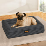 Pawz M Size Orthopedic Dog Bed with Corduroy Removable Cover Waterproof Washable Grey - Close-Up Angle