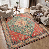 Marlow Floor Rug Vintage Polyester Washable Area Rugs - Close-Up Angle