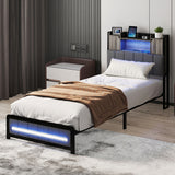 Levede Single Bed Frame with Storage Headboard RGB LED - Close-Up Angle